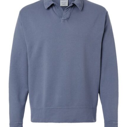 Unisex Garment-Dyed Polo Collar Sweatshirt
