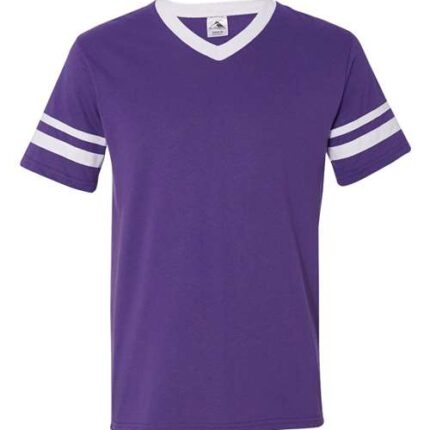 V-Neck Jersey with Striped Sleeves