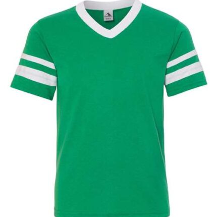 Youth V-Neck Jersey with Striped Sleeves
