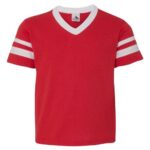 Youth V-Neck Jersey with Striped Sleeves