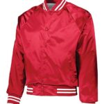 Unisex Satin Baseball Jacket Striped Trim