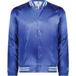 Unisex Satin Baseball Jacket Striped Trim