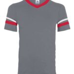 Youth V-Neck Jersey with Striped Sleeves
