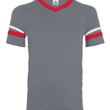 Youth V-Neck Jersey with Striped Sleeves