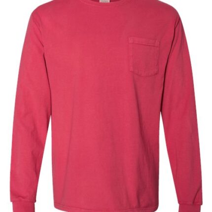 Unisex Garment-Dyed Long Sleeve T-Shirt With a Pocket