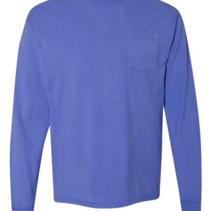 Unisex Garment-Dyed Long Sleeve T-Shirt With a Pocket