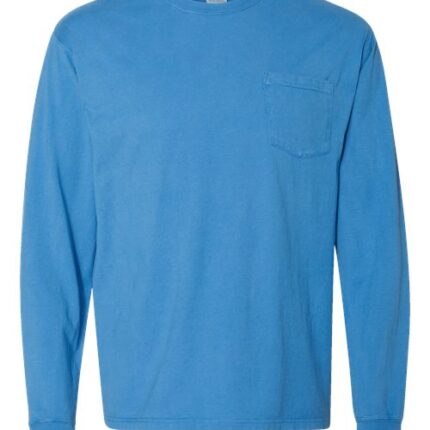 Unisex Garment-Dyed Long Sleeve T-Shirt With a Pocket