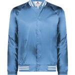 Unisex Satin Baseball Jacket Striped Trim