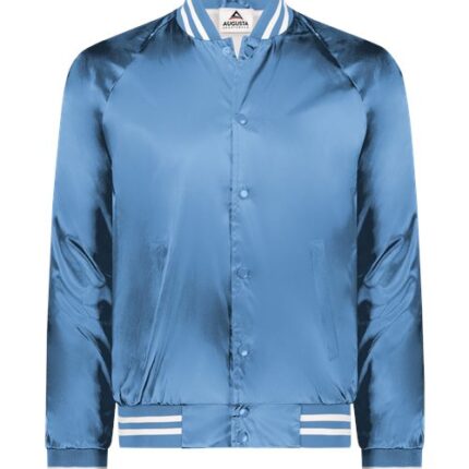 Unisex Satin Baseball Jacket Striped Trim