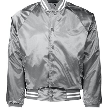 Unisex Satin Baseball Jacket Striped Trim
