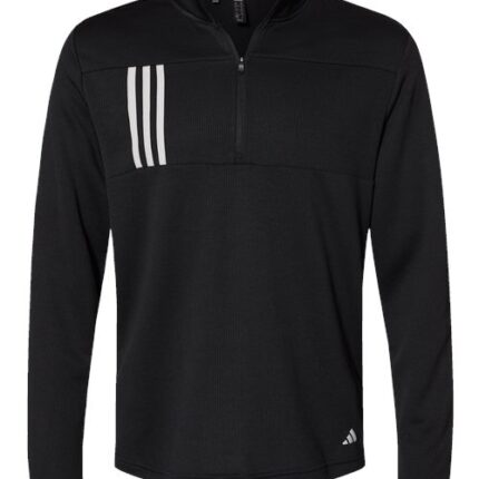 Men's 3-Stripes Double-Knit Quarter-Zip Pullover