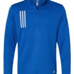 Men's 3-Stripes Double-Knit Quarter-Zip Pullover