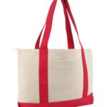 Large Zippered Cotton Canvas Tote