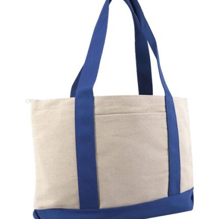 Large Zippered Cotton Canvas Tote