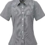 Women's Microcheck Gingham Short Sleeve Cotton Dress Shirt