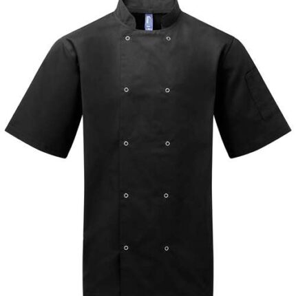 Unisex Ten Studded Front Short Sleeve Chef Coat