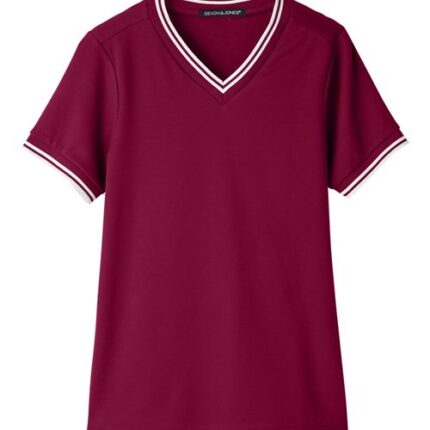 Women's CrownLux Performance® Plaited Tipped V-Neck Shirt