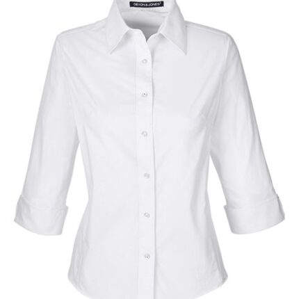 Women's Perfect Fit™ Three-Quarter Sleeve Stretch Poplin Dress Shirt