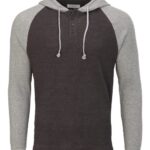 Unisex Waffle Knit Pullover Hooded Long Sleeve T-Shirt