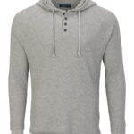 Unisex Waffle Knit Pullover Hooded Long Sleeve T-Shirt