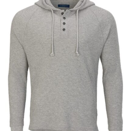 Unisex Waffle Knit Pullover Hooded Long Sleeve T-Shirt