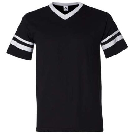 V-Neck Jersey with Striped Sleeves