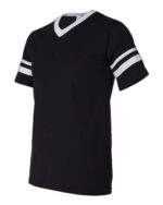 V-Neck Jersey with Striped Sleeves - Image 2