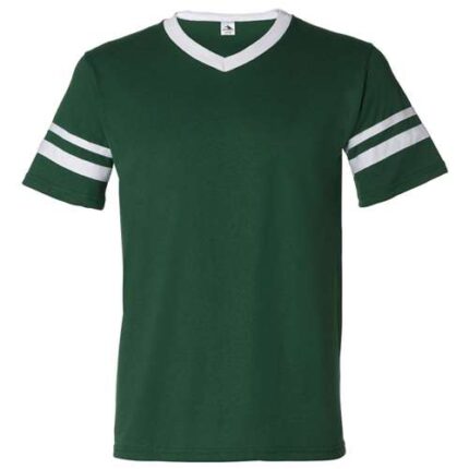 V-Neck Jersey with Striped Sleeves