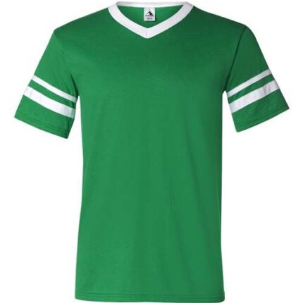 V-Neck Jersey with Striped Sleeves
