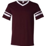 V-Neck Jersey with Striped Sleeves