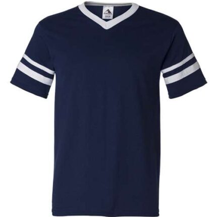 V-Neck Jersey with Striped Sleeves