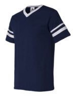 V-Neck Jersey with Striped Sleeves - Image 2