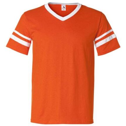 V-Neck Jersey with Striped Sleeves
