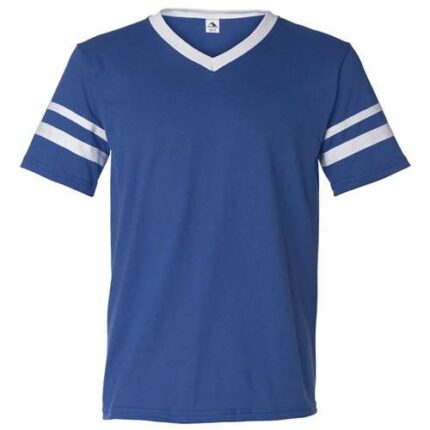 V-Neck Jersey with Striped Sleeves