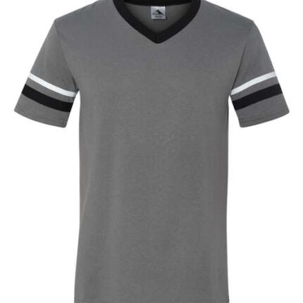 V-Neck Jersey with Striped Sleeves