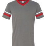 V-Neck Jersey with Striped Sleeves