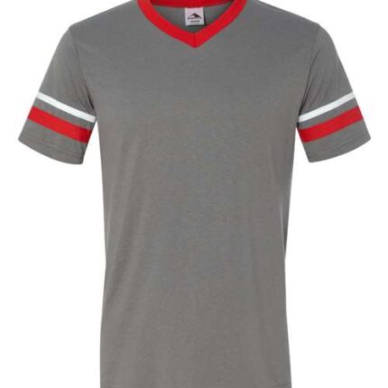 V-Neck Jersey with Striped Sleeves
