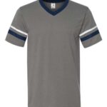 V-Neck Jersey with Striped Sleeves