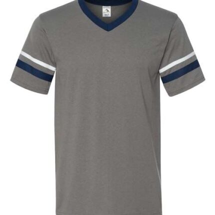 V-Neck Jersey with Striped Sleeves