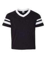 Youth V-Neck Jersey with Striped Sleeves