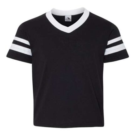 Youth V-Neck Jersey with Striped Sleeves