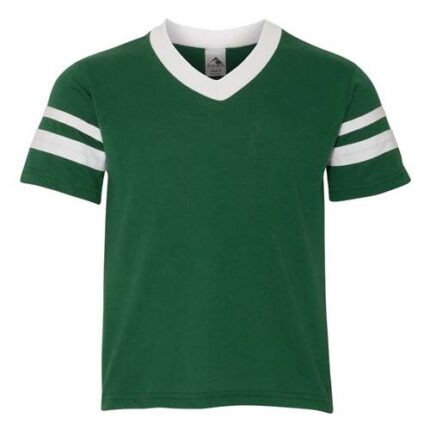 Youth V-Neck Jersey with Striped Sleeves