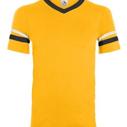 V-Neck Jersey with Striped Sleeves