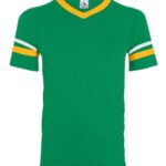 V-Neck Jersey with Striped Sleeves