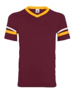 V-Neck Jersey with Striped Sleeves