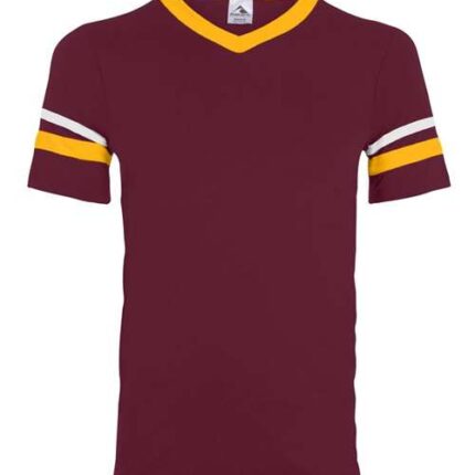 V-Neck Jersey with Striped Sleeves