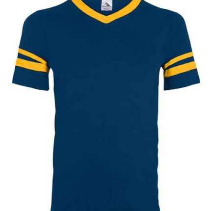V-Neck Jersey with Striped Sleeves