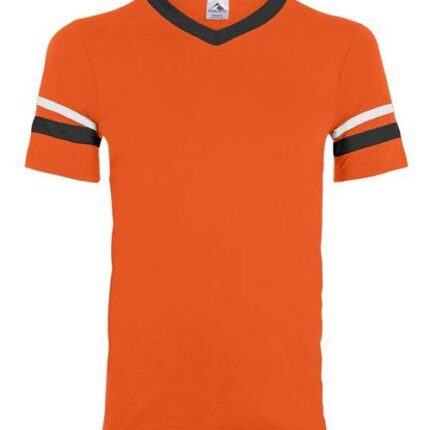 V-Neck Jersey with Striped Sleeves