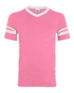 V-Neck Jersey with Striped Sleeves