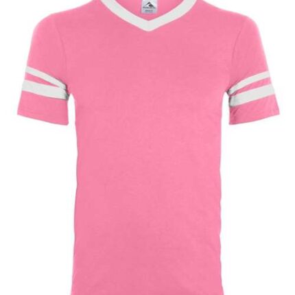 V-Neck Jersey with Striped Sleeves